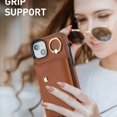thumbnail image 6 of ShellTech for iPhone 14 Wallet Case with Cross Body Chain,Zipper Case Cover with Coin Pocket Lanyard,Brown, 6 of 10