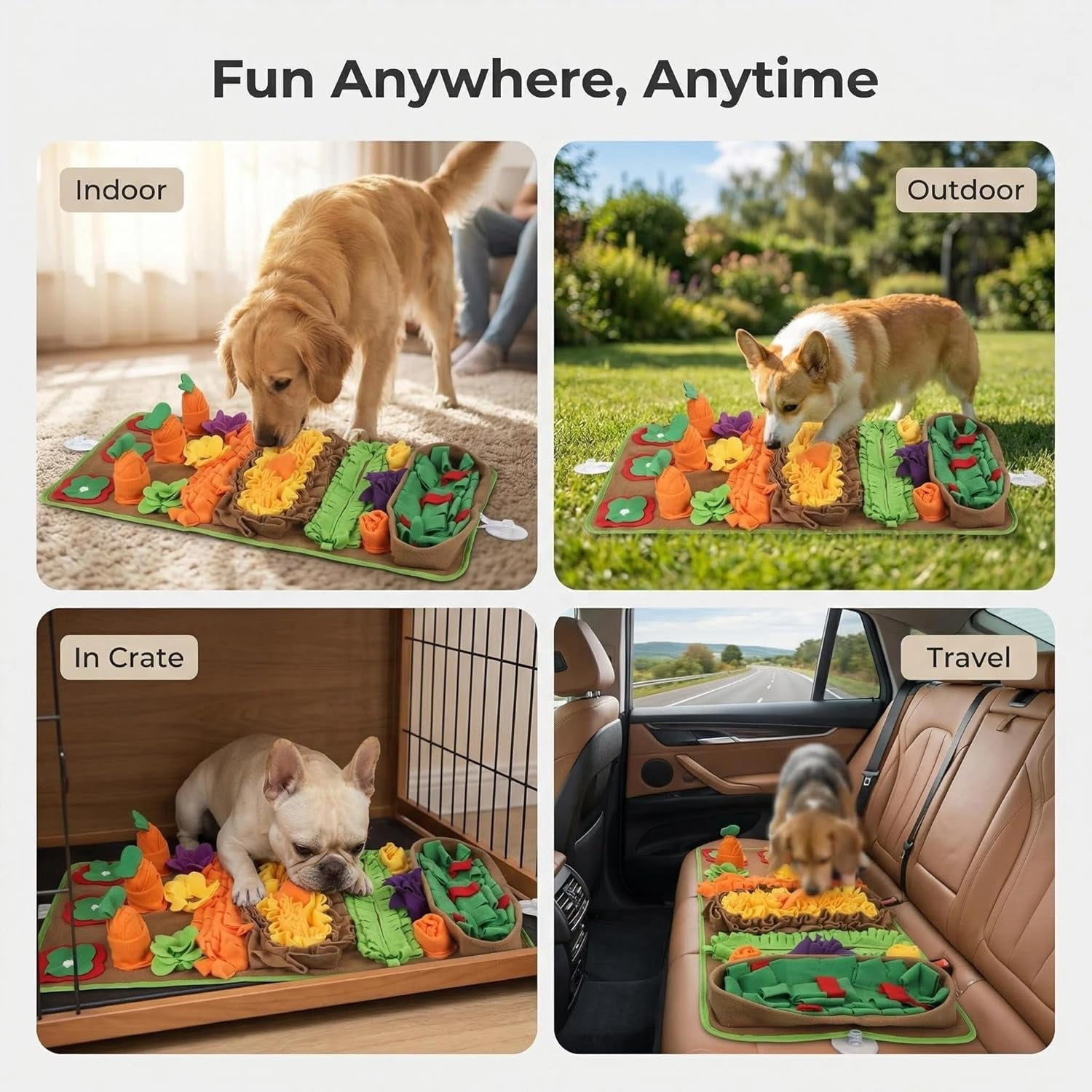 Snuffle Mat for Dogs Large Breed - 32'' X 20'' Washable Durable Sniff Mat for Slow Feeding Training, Enrichment Puzzle Toy for Mental Stimulation & Stress Relief Green-Yellow