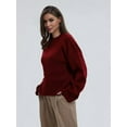 thumbnail image 4 of Women'S Oversized Sweaters Fuzzy Chunky Warm Pullover Sweater Wine Red M, 4 of 8