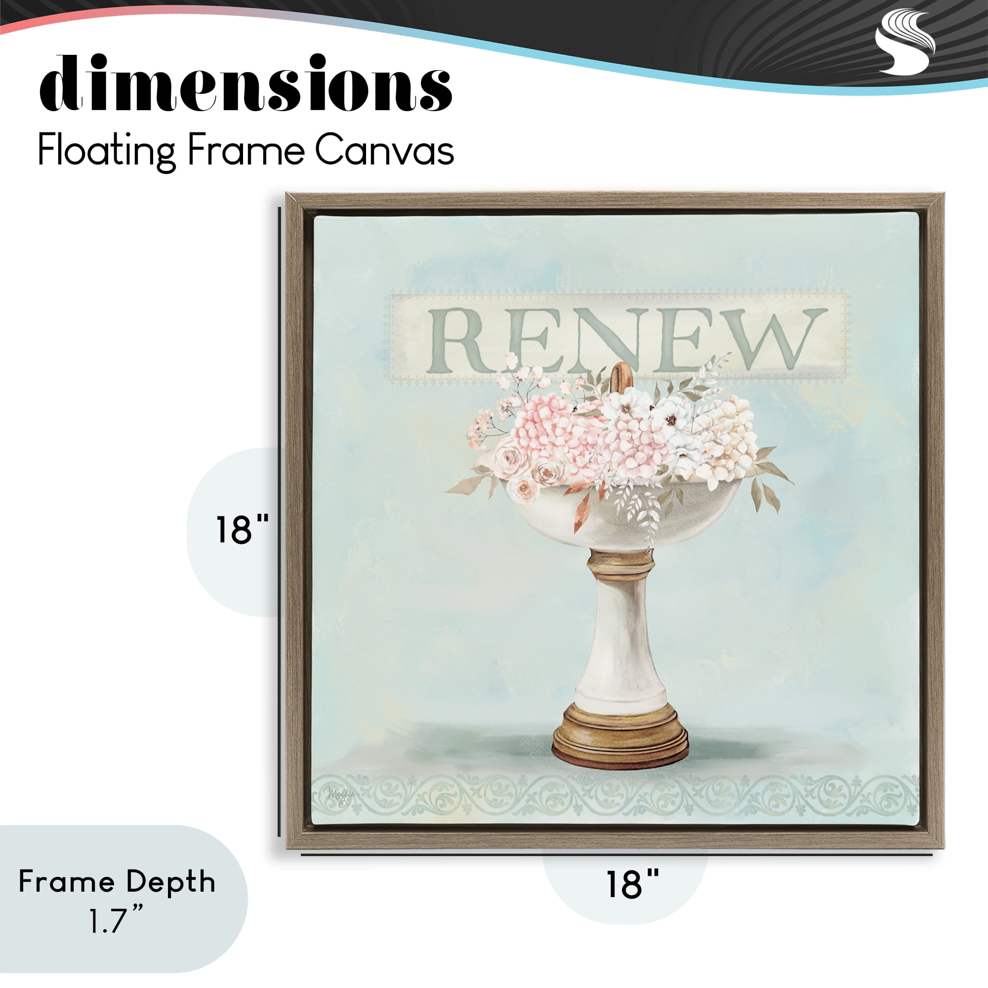 Stupell Industries Renew Floral Sink Brown Framed Floater Canvas Wall Art, design by Mollie B.