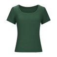 thumbnail image 4 of BVOFAR Women's Casual Short Sleeve Square Neck T-Shirts Summer Ribbed Knit Tops Solid Color Slim Fit Tee Shirts 2025, 4 of 5