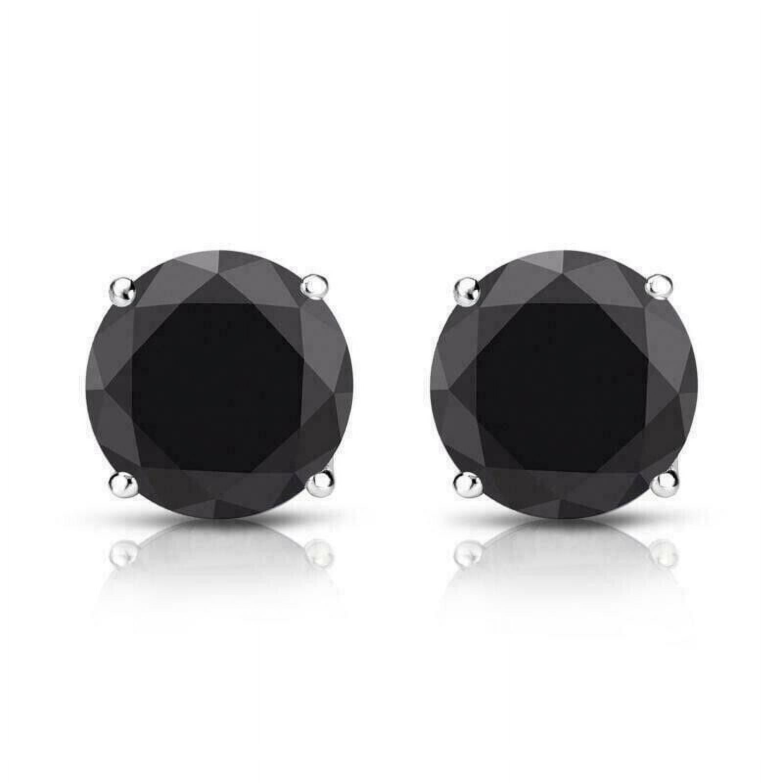 2Ct Round Cut Black Diamond Screw back Stud Earrings 14k White Gold Plated Silver