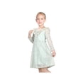 thumbnail image 2 of Robe Fille Verte Dentelle Florale Col en V Volants Perles Manches Longues Fête 7 Ans, 2 of 7