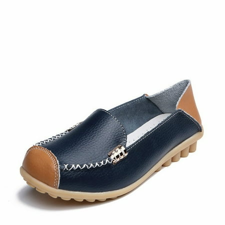 

New Spring Autumn Shoes Woman Genuine Leather Women Flats Female Moccasins Shoe Slip On Women s Loafers Big Size 35-44