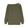 thumbnail image 5 of Womens Off Shoulder Sweatshirts Oversized Fit Long Sleeve Cotton Fleece Lined Pullover Solid Casual Baggy Tops (M, Army Green), 5 of 7