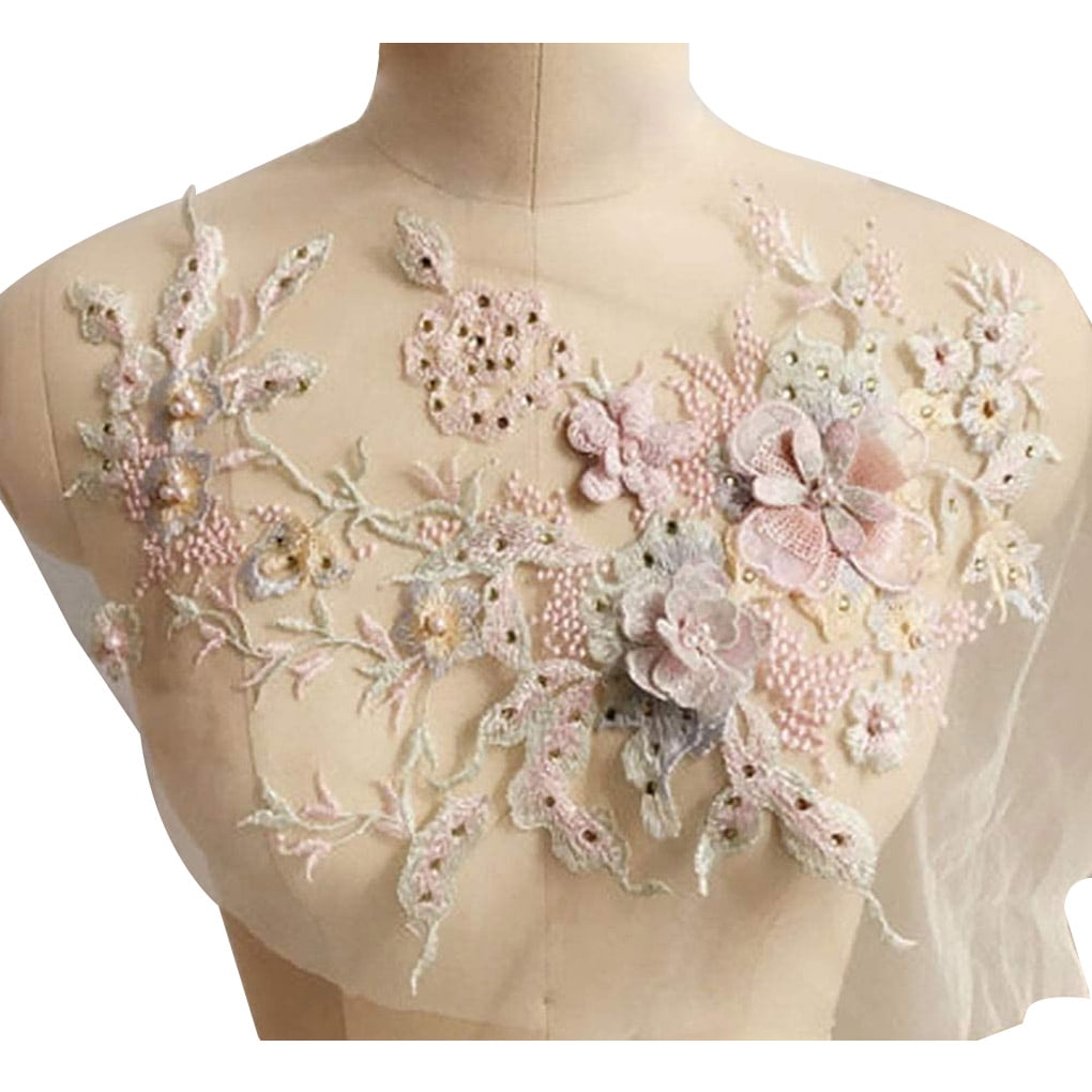 Flower Floral Applique Lace Collar Trim Embroidery Neckline Sewing Patch  DIY