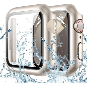 XiHAMA Étanche protection de l'écran Case compatible avec Apple Watch Series 6/5/4/SE 44mm, Bumper dur avec verre trempé pour la couverture de montres
