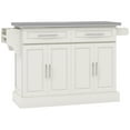 thumbnail image 1 of HOMCOM Rolling Kitchen Island with Storage and Stainless Steel Top, Kitchen Trolley with Drawers, Cabinets, Towel Rack, Cream, 1 of 7