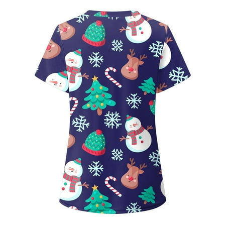

TAIAOJING Scrubs for Women Short Sleeve V-neck Tops Working Uniform Blouse
