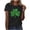 Black-KL-home supplies, variant on LEFTHIGH Home Ladies St. Patricks Day Printed Round Neck Short Sleeve Shirt Polyester Top for Women Party New Home Essentials