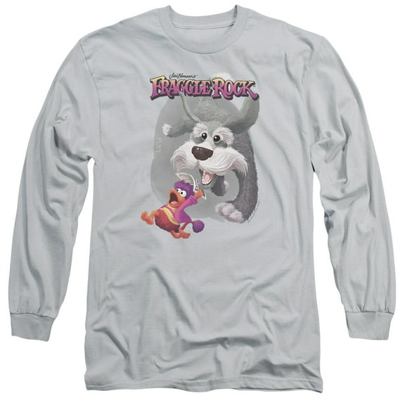 Fraggle Rock In Pursuit Long Sleeve Adult 18/1 T-Shirt Silver