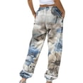 thumbnail image 3 of BiZtdJrK Gym Sweatpant for Women Floral Print Drawstring High Waist Casual Joggers Trendy Travel Sweat Pants with Pockets Multicolor S, 3 of 5