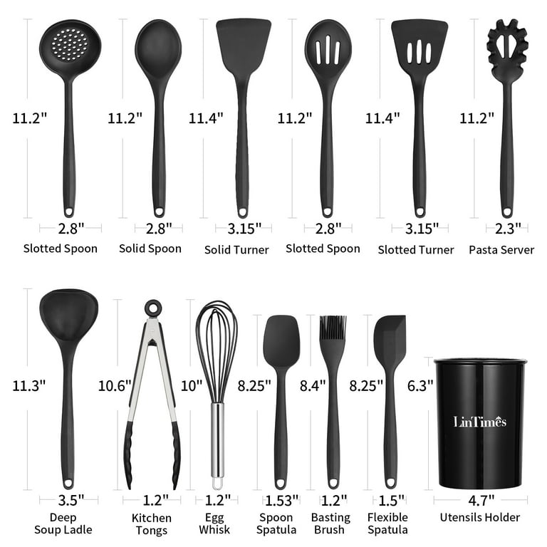 Silicone Cooking Utensil Set, Entcook 13-Piece Non-Stick Heat Resistant Kitchen Cookware, Size: 13-Piece Set, Gray