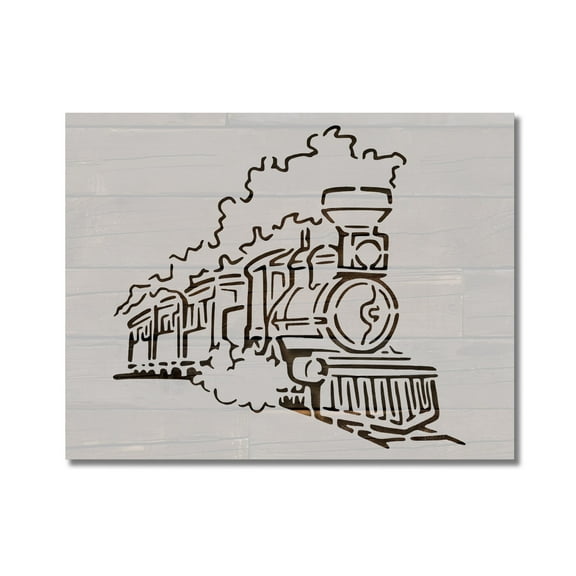 Locomotive Train Stencil Steam Engine Template Reusable 8.5 x 11 for Painting on Walls, Wood, Etc. By Stencilville