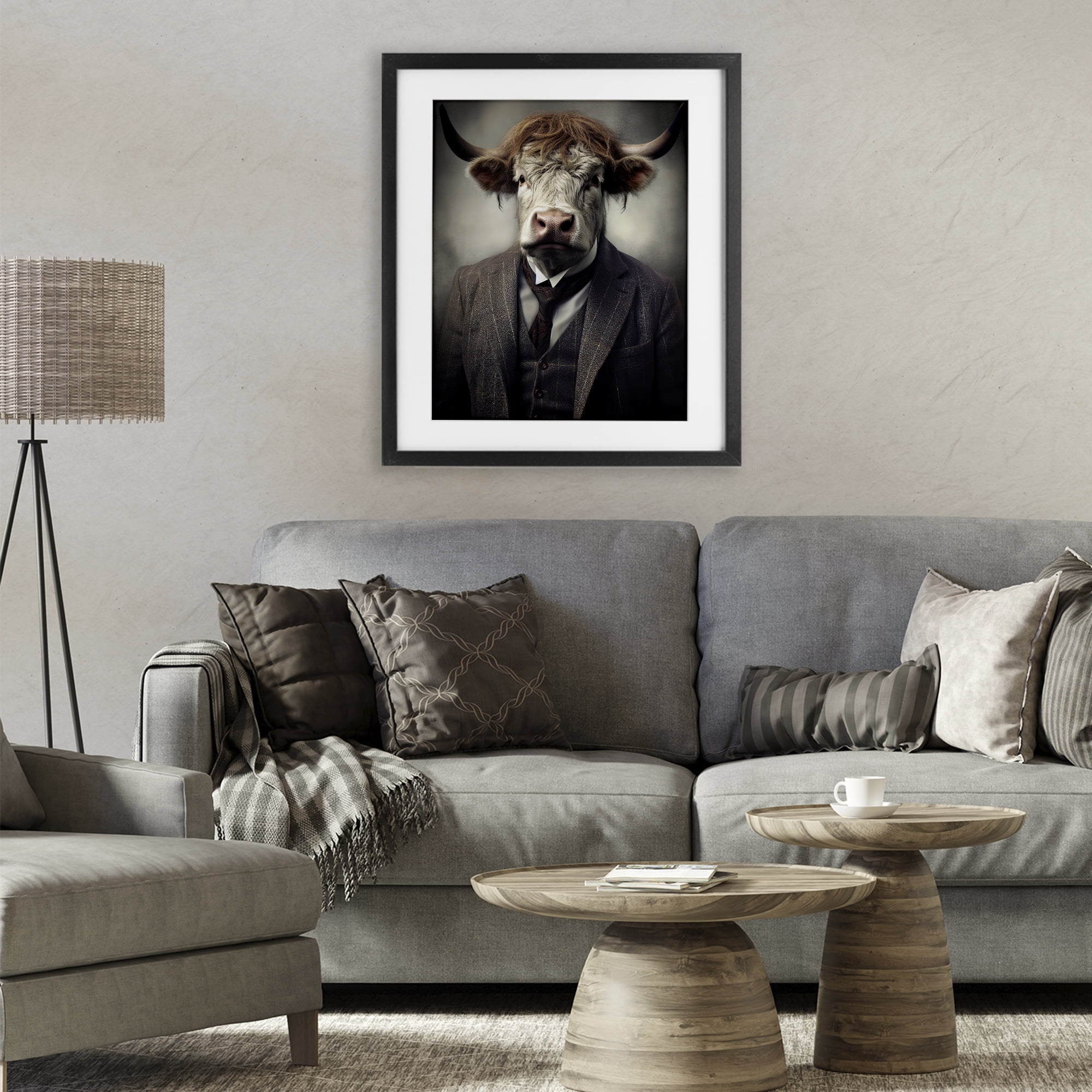 Stupell Industries Sophisticated Bull Portrait Black Framed Print Under Glass, design by Ray Powers