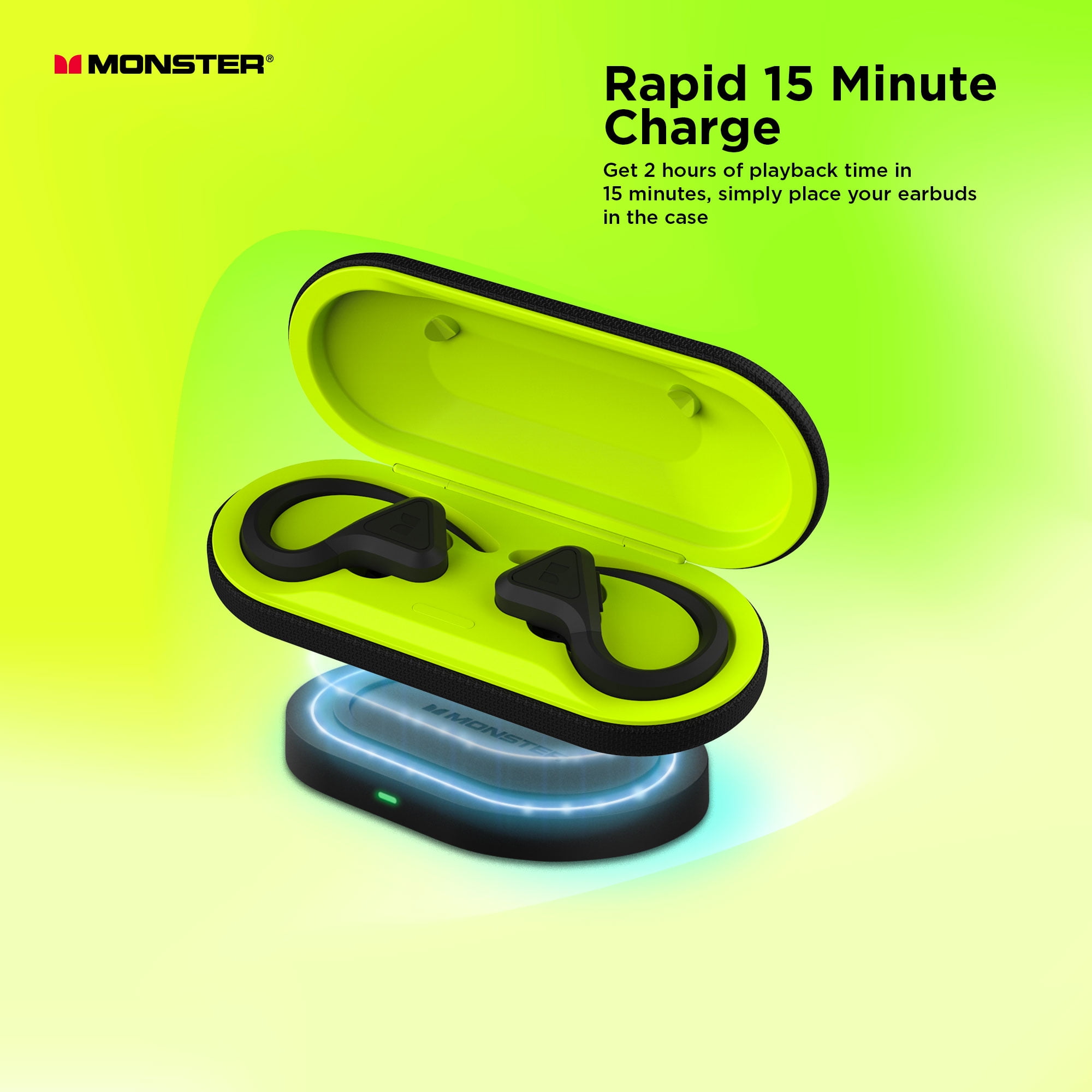 Monster DNA Fit 2.0 Wireless Earbuds, Noise Cancelling, Built-in Mic, Charging Case, Water Resistant