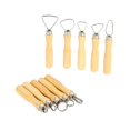 thumbnail image 4 of Metal + wood Thick Handle Flat Wire Cutter Clay Pottery Sculpting Tool Set Pack of 10, 4 of 8