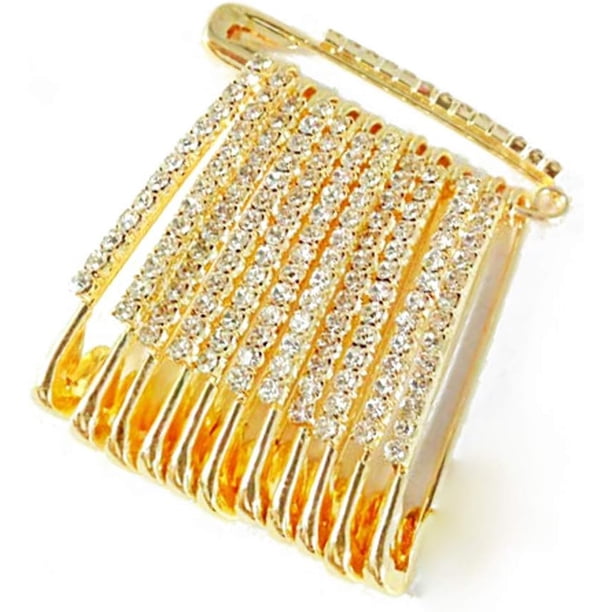 Pin de seguridad de diseño de diamantes de color dorado, un lado del pasador de seguridad, paquete de 10