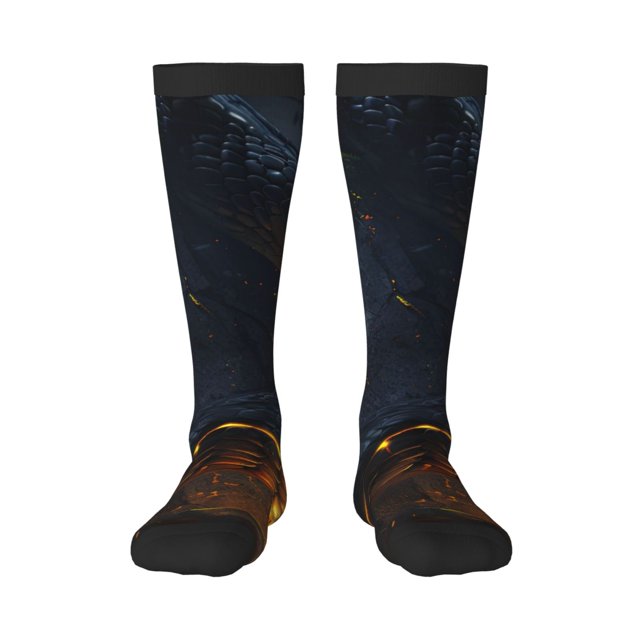 Fotbe Glowing Snake Dark Forest Calcetas Divertidas Estampadas para Hombre y Mujer, Calcetas de Algodón hasta la Rodilla para Caminar, Correr, Enfermería y Embarazo