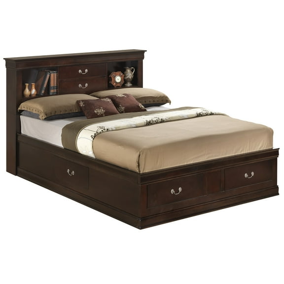 Contemporary Home Living King Platform Bed with Storage Drawers - 87" - Dark Brown