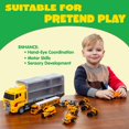 thumbnail image 4 of Joyfy 19 in 1 Die-cast Construction Toy Truck with Little Figures, Mini Construction Vehicles in Big Carrier Truck, Patrol Rescue Helicopter for Boys Aged 3+, 4 of 7