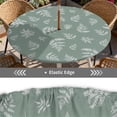 thumbnail image 6 of Round Outdoor Tablecloth with Zipper and Umbrella Hole, Fitted Table Cloth with Elastic, Oil Waterproof Tablecover for Patio Picnic Camping Garden Fits 49"-52" Round Table, Leaf, 6 of 7