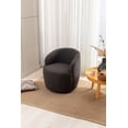 thumbnail image 3 of Swivel Barrel Chair, Modern Teddy Fabric Upholstered Accent Club Armchair with Metal Swivel Ring, Comfy Round Single Leisure Sofa Chair for Living Room Bedroom Office Coffee Shop, Dark Gray, 3 of 6