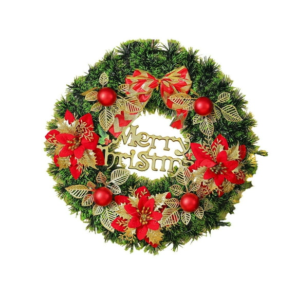 PuSpu Christmas Wreath 42x42x9cm 1Pcs Multicolor Plastic Golden Ball Pinecone Door Hanging Window Wall Indoor Outdoor Holiday Decor Reusable Festive Atmosphere Decorations
