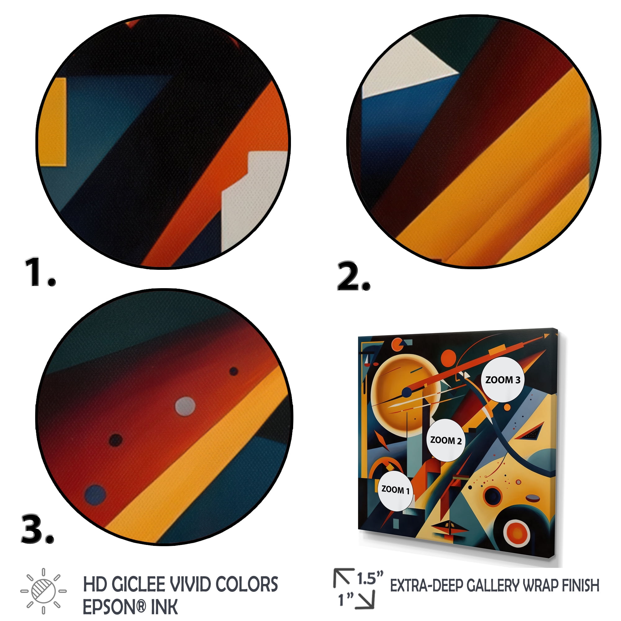 Designart Multicolor Geometric Orange Shapes III Canvas Wall Art