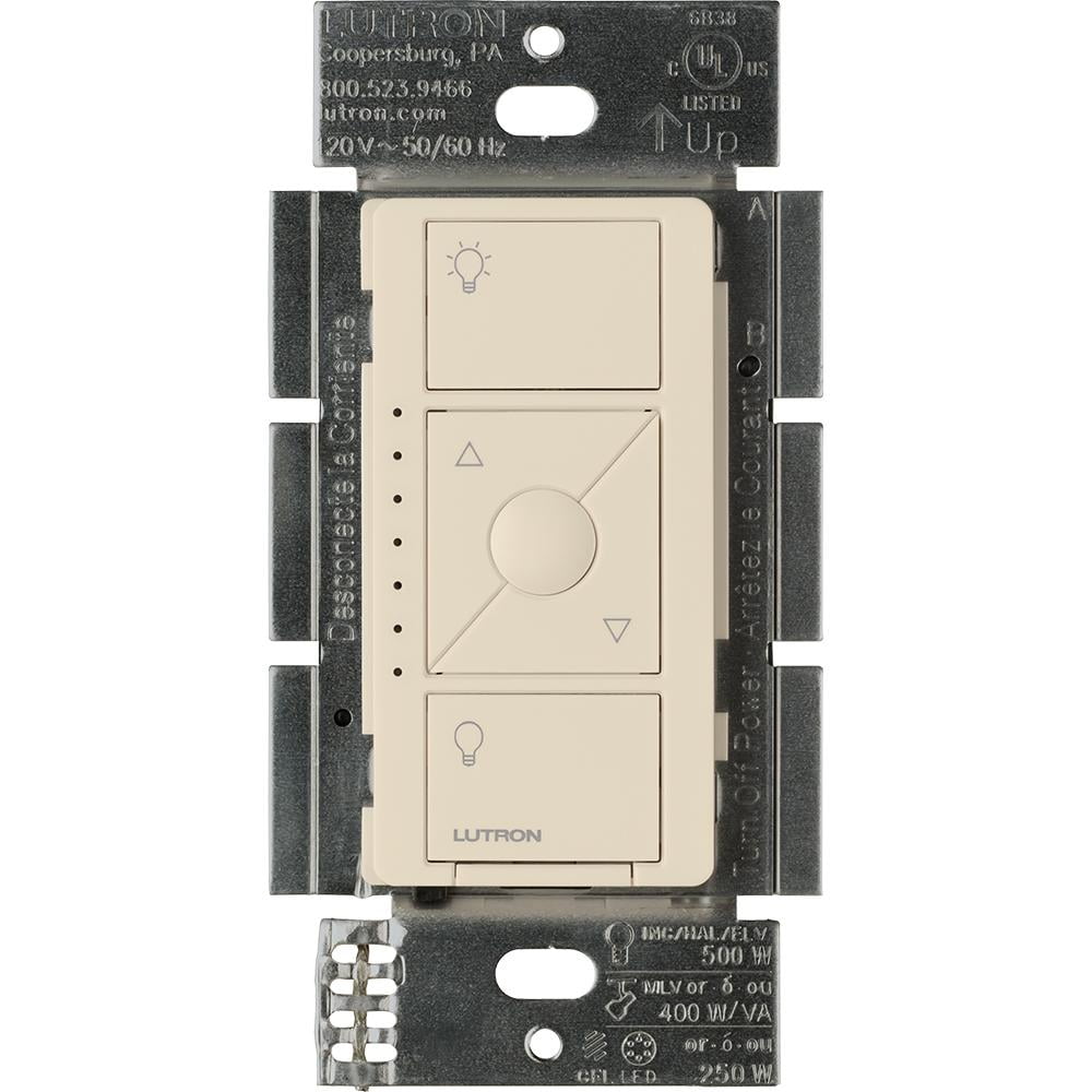 Lutron Caseta Smart Lighting Dimmer Switch for ELV+ Bulbs, Light Almond