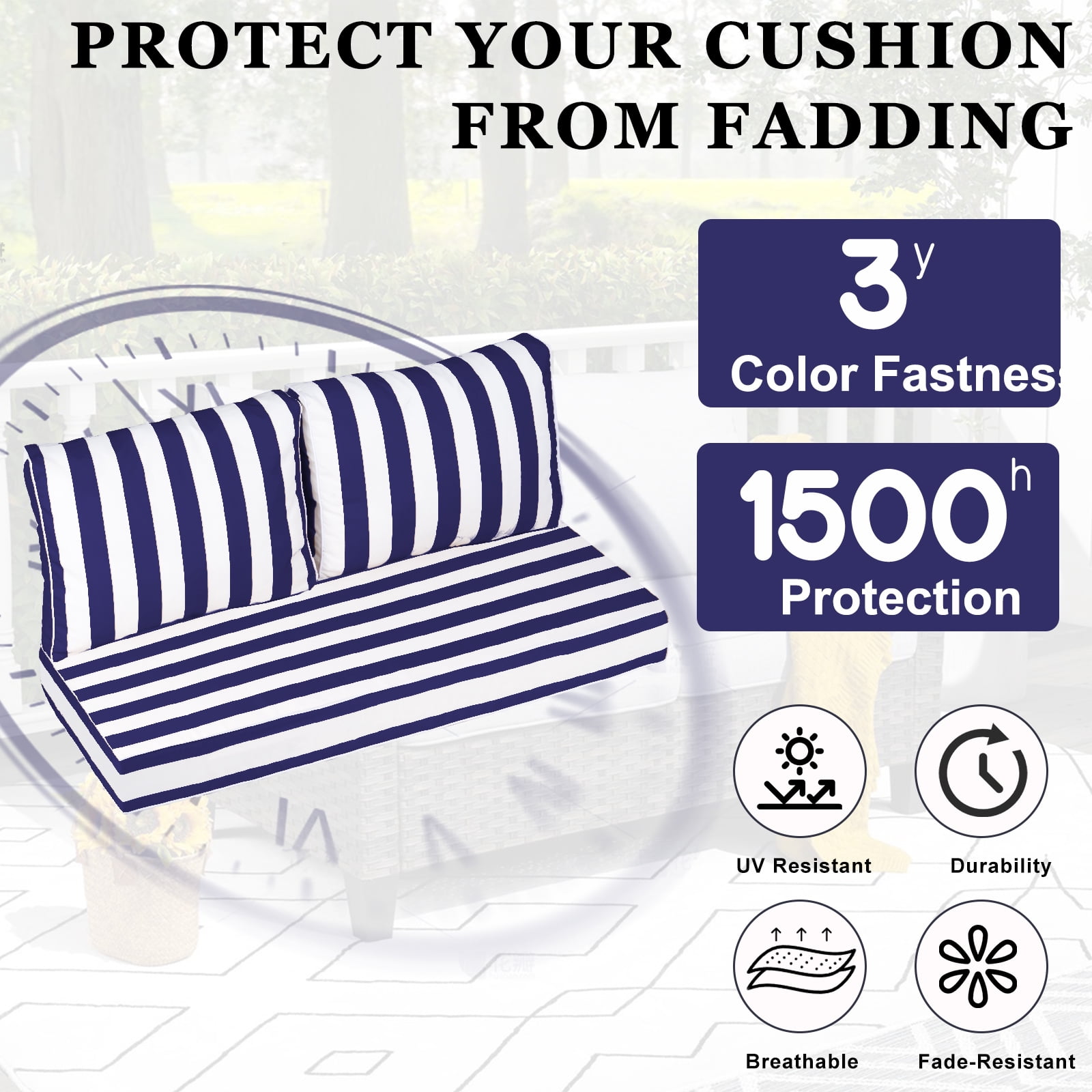 swing Outdoor Loveseat Cushion Set 48 x 24 inch,Waterproof Weather & Fade Resistant Seat and Backrest Cushion Set for Couch, Swing, Bench