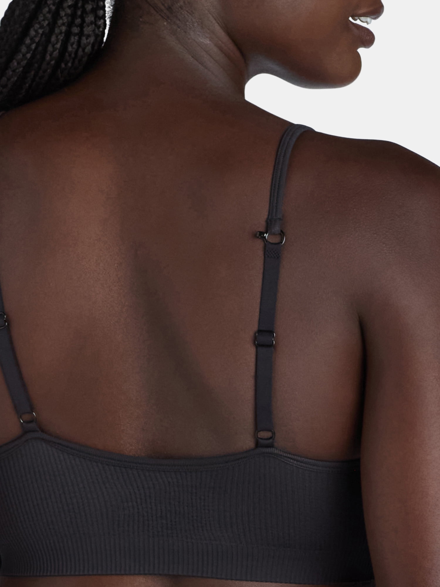 No Boundaries Women's Seamless Ribbed Triangle Bralette, Sizes XS-3XL