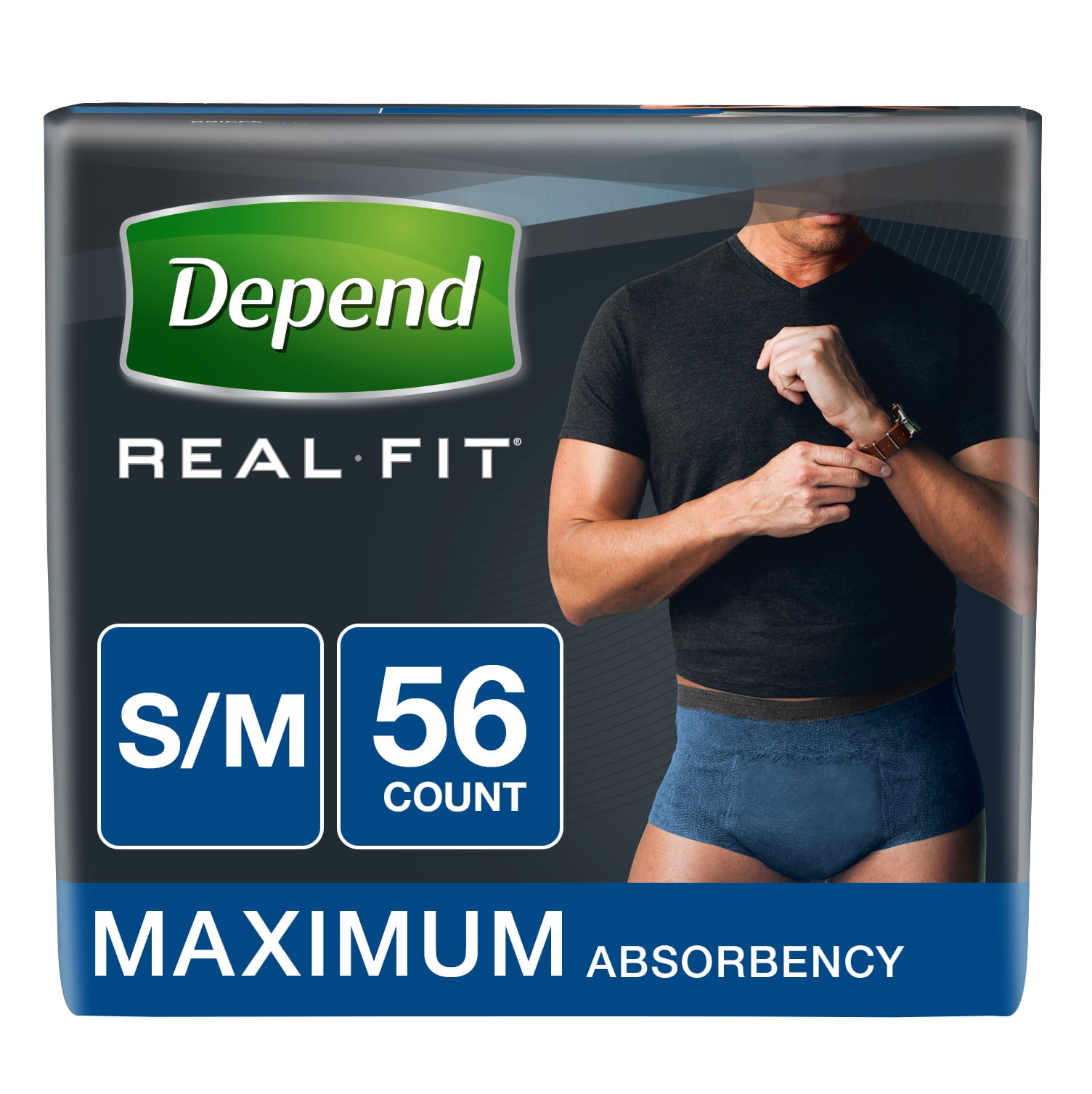 Depend Real Fit Incontinence Underwear for Men, Maximum Absorbency, S/M