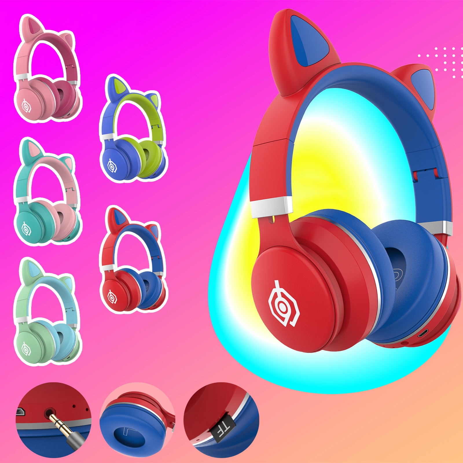 Over-Ear Wired Headphones with Microphone with 1.45m-Tangle-Free Nylon Line&3.5mm Plug,Lightweight Foldable & Portable Headphones for Smartphone,Tablet,Computer,Mp3/4