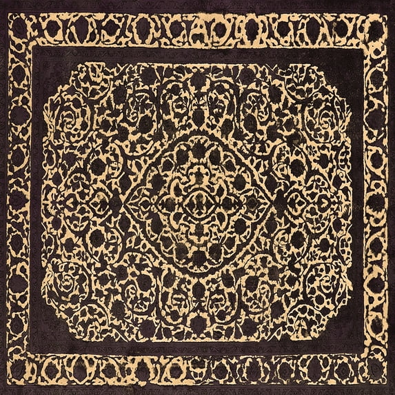 Ahgly Company Indoor Square Oriental Brown Industrial Area Rugs, 6' Square