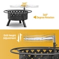 thumbnail image 3 of 30inch Outdoor Metal Firepits with Swivel and Adjustable Cooking Grates, Wood Burning Round Fire Pit Bowl with Fire Poker for Outside Patio Camping, Black, 3 of 8