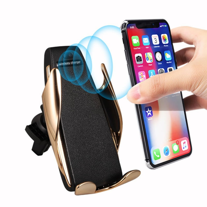 Automatic Rotate Clamping Wireless Car Mount Charger Phone Holder