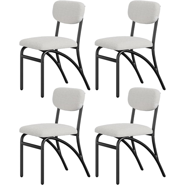 Set of 4 moderno forrado kitchen dining room sillas con arched metal legs, ideal para para kitchen y sala de estar (beige)