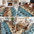 thumbnail image 5 of Light Blue Brown Area Rugs 5'x8', Washable Small Throw Rugs for Classroom Bedroom, Rustic Farmhouse Dog Paw Vintage Indoor Outdoor Rug Non-Slip Low Pile Carpet Runner Reversible Floor Mats, 5 of 8