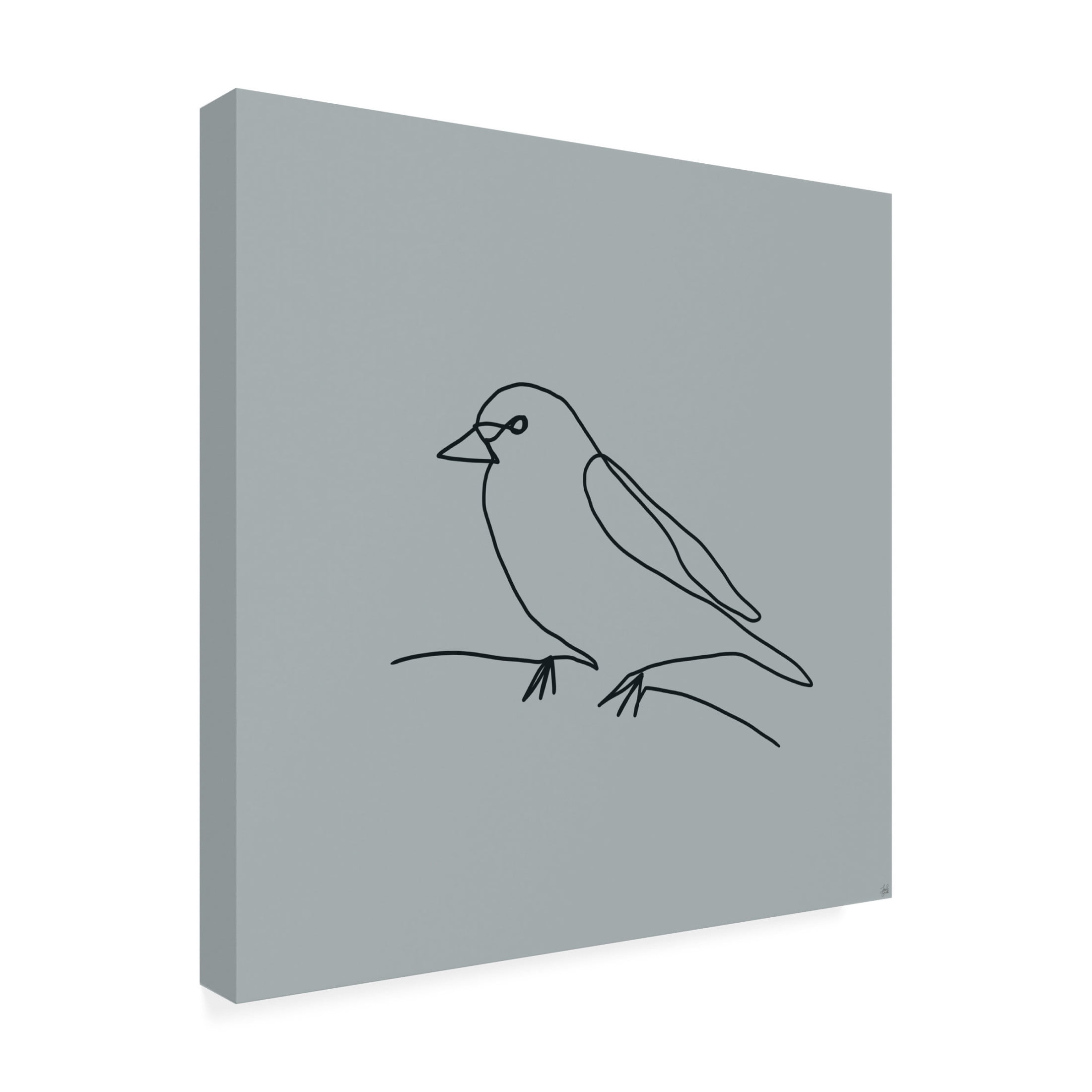 Canvas Wall Art - Line and Brush 'Line Bird 3' Wall Art for Living Room, Bedroom, or Office Décor by Trademark Fine Art - 24 x 24 Inches