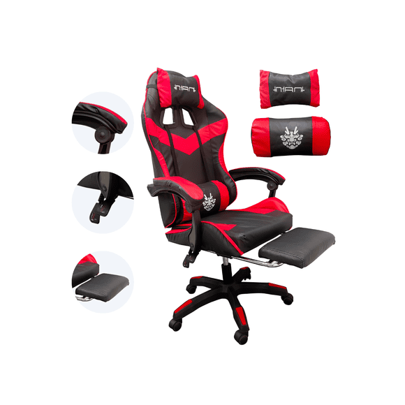 Silla Gamer Ergonómica NIAN Pro 056 Con Reposa Pies Altura Ajustable Color Roja