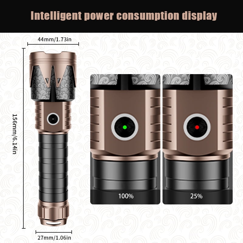 SKYFIRE Compact Flashlight, a high-brightness LED flashlight, features special pattern treatment, has an extendable and zooming function, extremely long battery life, six levels of brightness adjustm