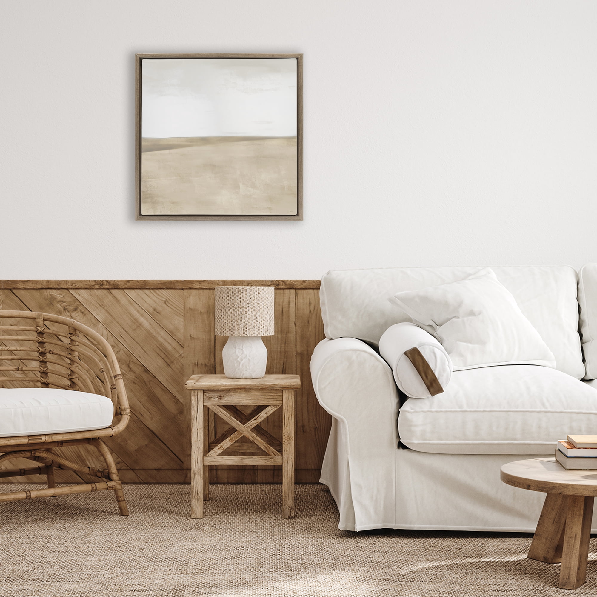Stupell Industries Muted Smooth Hills Brown Framed Floater Canvas Wall Art, design by Dan Meneely