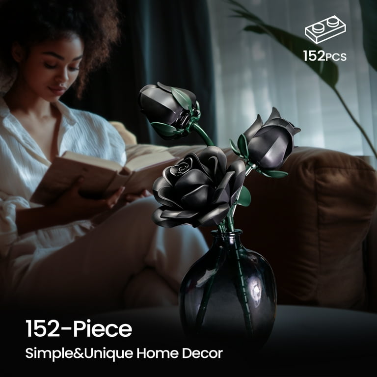 Rose Flower Bouquet Building Set, Botanical Collection Artificial Flowers Compatible with Lego Gift for Adult Home Decor(152pcs)