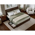 thumbnail image 4 of Emelie King Wood Platform Bed with Panel Footboard and Storage Drawers in Walnut, 4 of 10