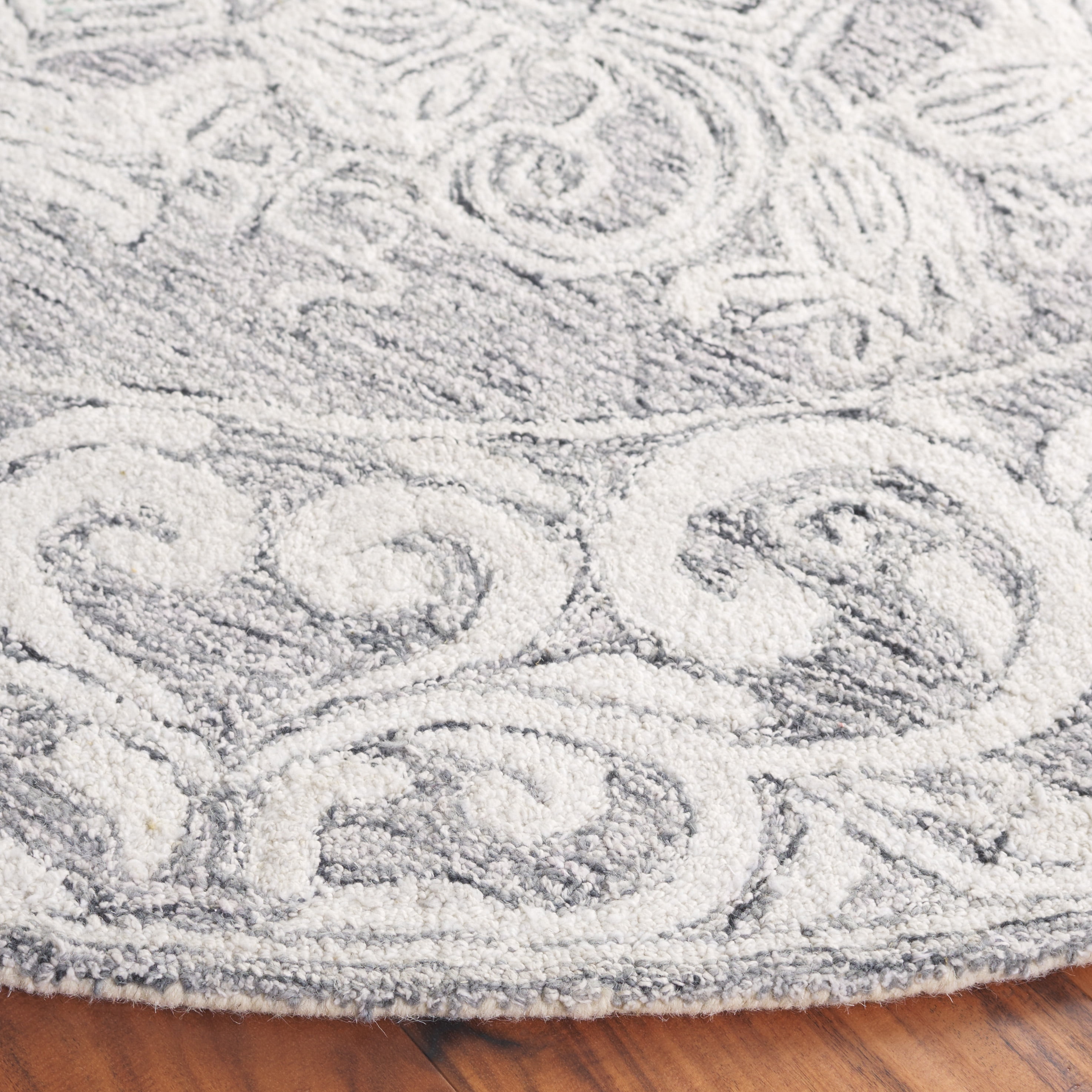 SAFAVIEH Abstract Ruadhan Oriental Area Rug, Ivory/Light Gray, 6' x 6' Round