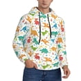 thumbnail image 2 of Kdxio Dinosaur Print Mens Casual Hooded Collar Drawstring Hoodies Pullover Sweatshirts Casual Long Sleeve Shirts-Large, 2 of 7