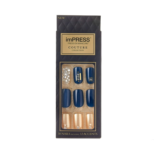 Kiss Impress Colección Couture de uñas de gel de un solo paso para manicura a presión - Haute (paquete de 1)