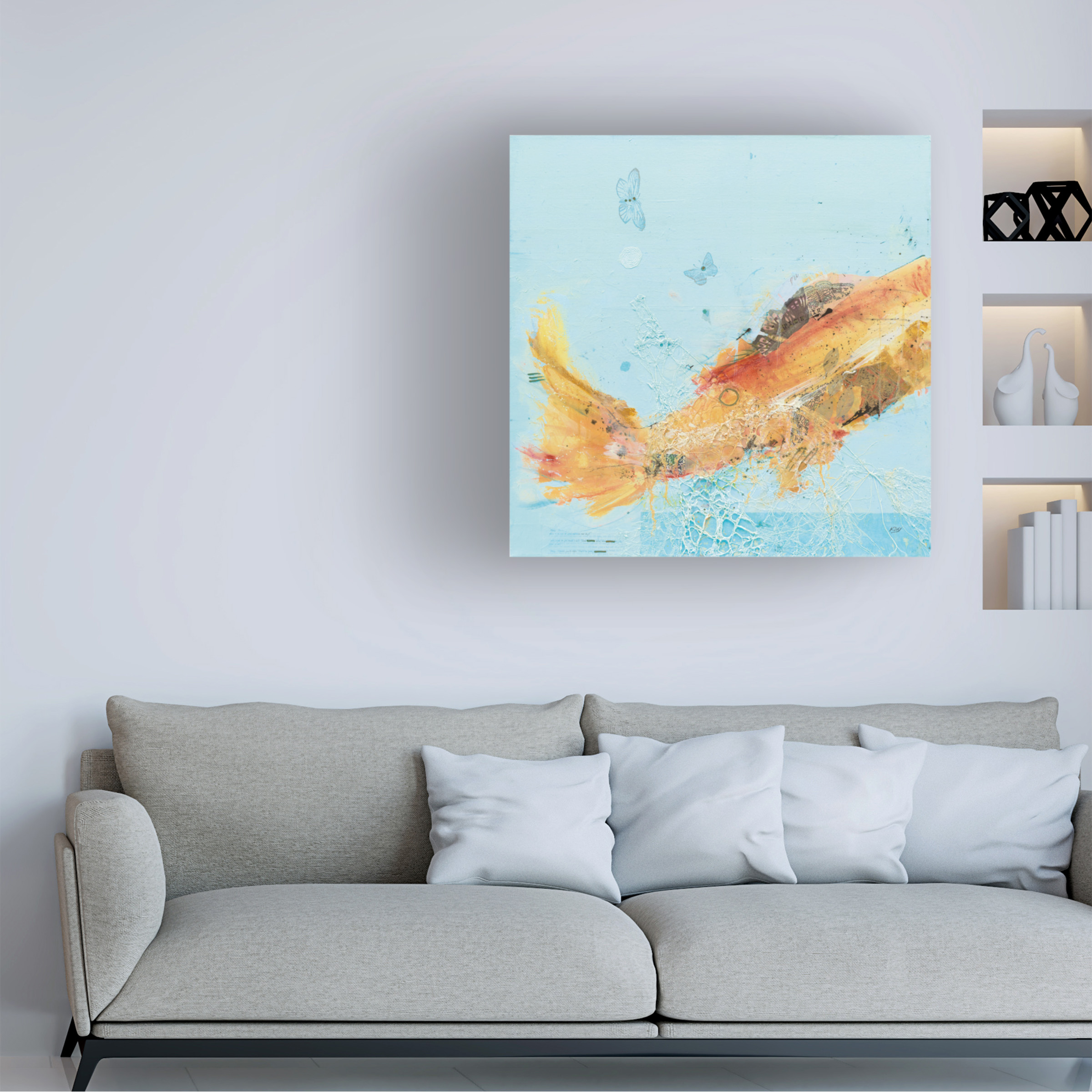 Trademark Fine Art 'Fish in the Sea I Aqua' Canvas Art by Kellie Day