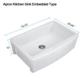 thumbnail image 6 of 33X21 Inch White Farmhouse Kitchen Sink Fireclay Ceramic Curved Apron Front Single Bowl Farm Sink, 6 of 7